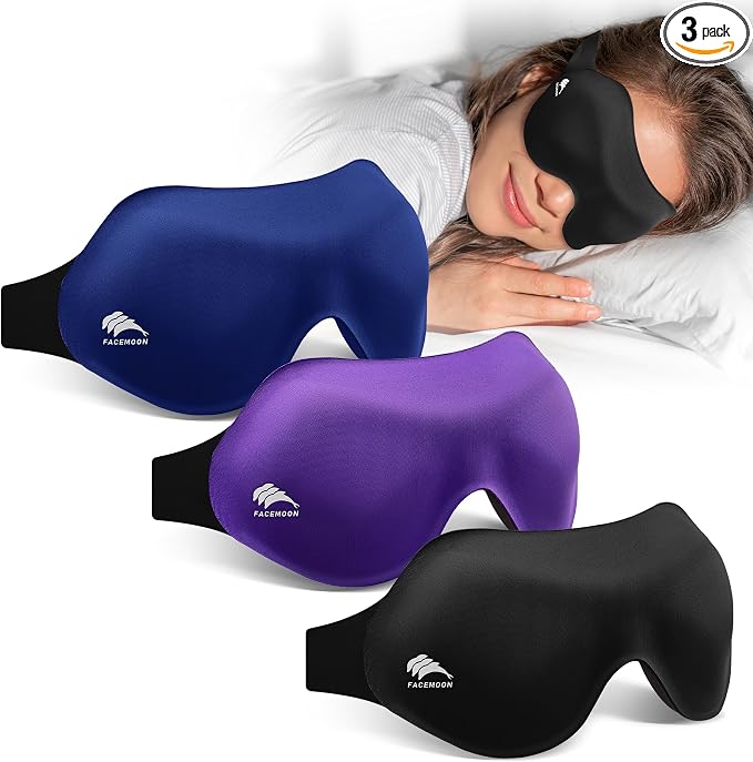 3 Pack Sleep Masks for Women & Men: True Blackout Eye Mask for Sleeping by FACEMOON