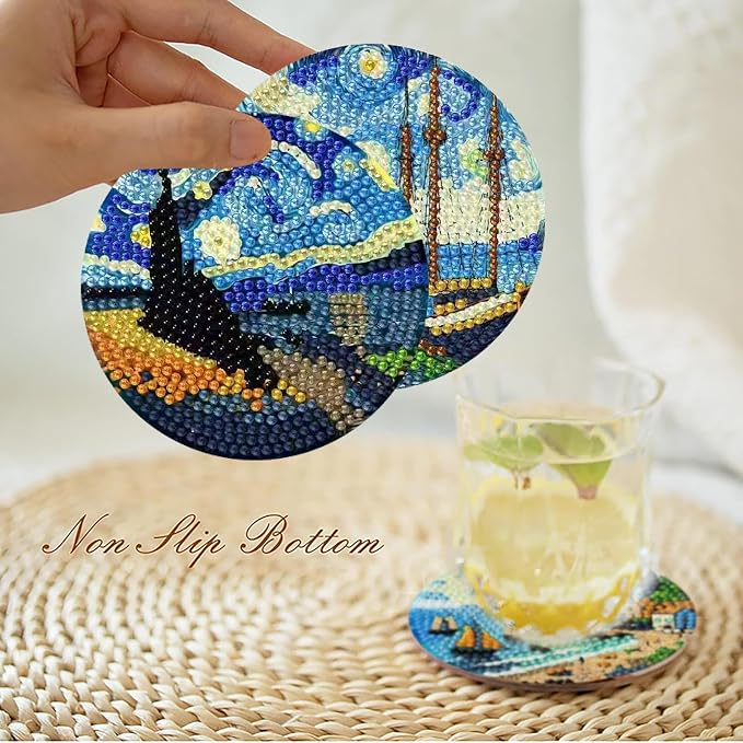 8 PCS Starry Sky Diamond Art Coasters Kit - Image 2