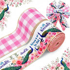 2.5 Inch Christmas Wired Ribbon, 2 Rolls, Be a Peacock in a World Full of Ducks by YIPRONS