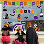 ojustbeok Halloween Bulletin Board Rainbow Pumpkin Ghost Decorations Bat Castle - Image 7