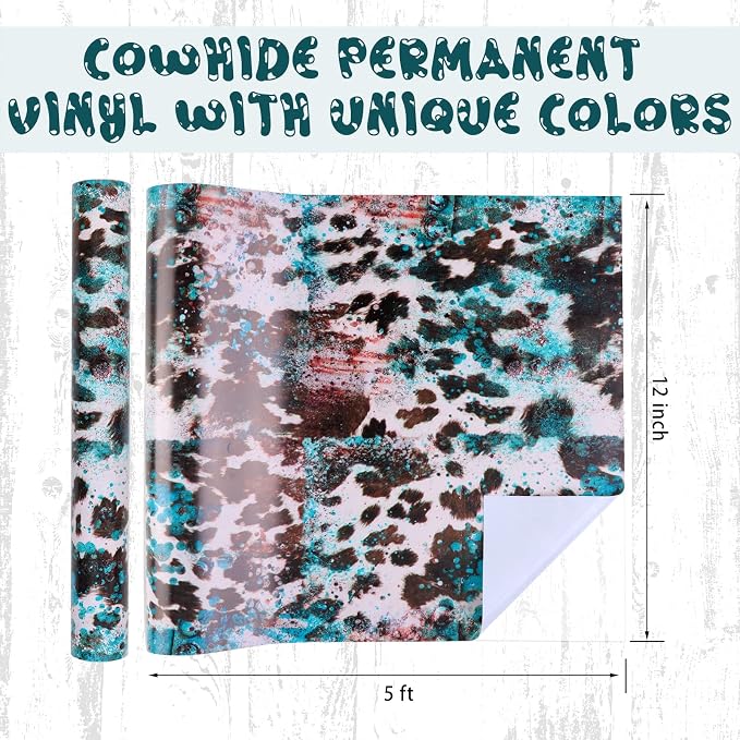 Tintnut Brown Teal Permanent Vinyl Roll 12in x 5ft Cowhide Adhesive Vinyl | - Image 2