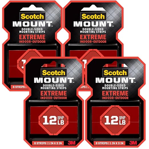 Scotch-Mount Extreme Double-Sided Mounting Strips, 32 Strips Total, 1 in x 3 in by Unknown