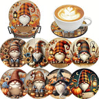 LWZAYS 8 Pcs 5D Autumn Gnome Diamond Art Coasters Kits by LWZAYS