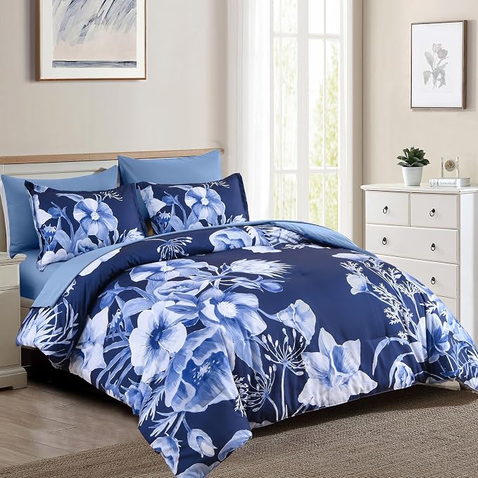 Luxudecor Floral Comforter Set Twin Size 5 Piece, Elegant Floral Comforter - Image 2