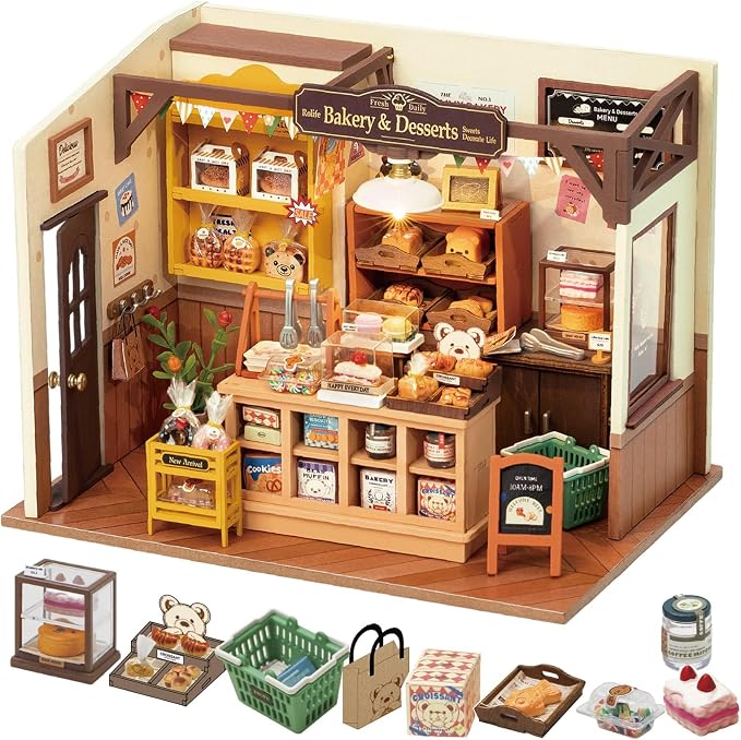 Rolife DIY Miniature Doll House Kit, Build Becka's Bakery Diorama House by Rolife