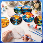 Reallnaive 8 Pcs Mountain Paint by Numbers Coasters Kit - Image 2