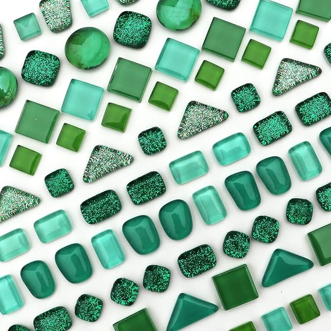 LITMIND Assorted Green Irregular Crystal Mosaic Tiles, 9oz Value Pack - Image 4