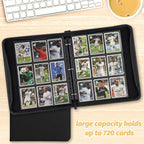 GERMUN 3 Ring 9 Pocket Zipper Card Binder, 720 Double Sided Standard PU Trading - Image 7