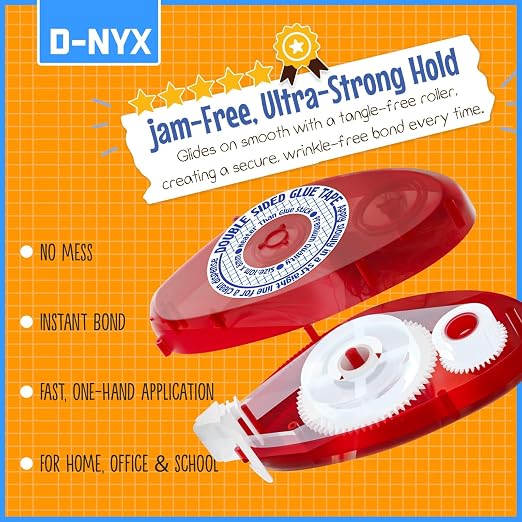D-NYX 6 Pack Double Sided Tape Roller, Scrapbook Supplies, Double-Sided - Image 5