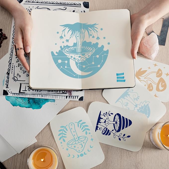 Keluna Mushroom Stencils for Painting, 12 Inch Large Reusable Crescent Moon - Image 2