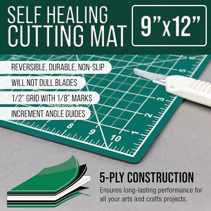 U.S. Art Supply 9" x 12" Self-Healing Cutting Mat 5-Ply - Image 2
