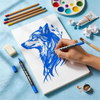 Betem Dual Tip Acrylic Paint Pens, 2 Blue Paint Markers - Image 6