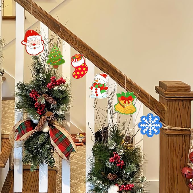 80PCS Wooden Christmas Ornaments to Paint, 10 Styles DIY Blank Unfinished - Image 4