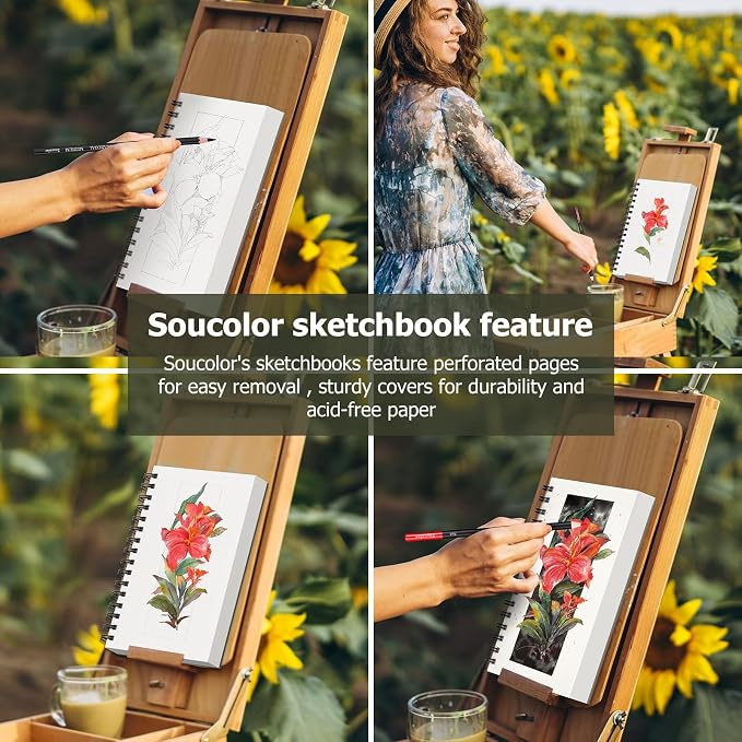 Soucolor Sketchbook 5.5" x 8.5", 2 Pack Mini Sketch Book | Spiral Bound Sketch - Image 5