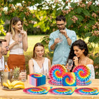 48Pcs 9In Tie Dye Plates and Napkins Rainbow Tie Dye Birthday Party Decorations - Image 6