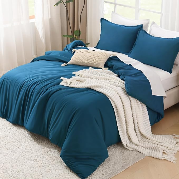 Litanika Teal Comforter Full Size, 3 Pieces Turquoise Lightweight Solid Bedding - Image 4