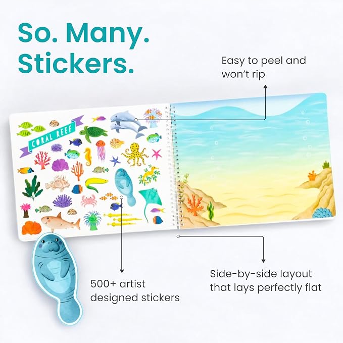 Animals Habitat 500+ Kids Sticker Book by Cupkin Toddler Airplane Travel - Image 3