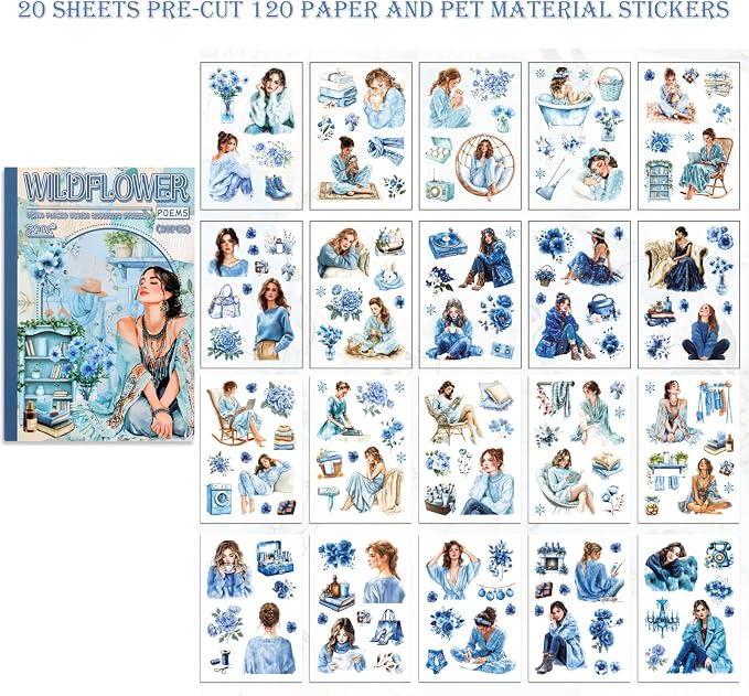 Auguro Winter Home Girls Scrapbooking Stickers 20 Sheets Pre-Cut 120 washi - Image 3
