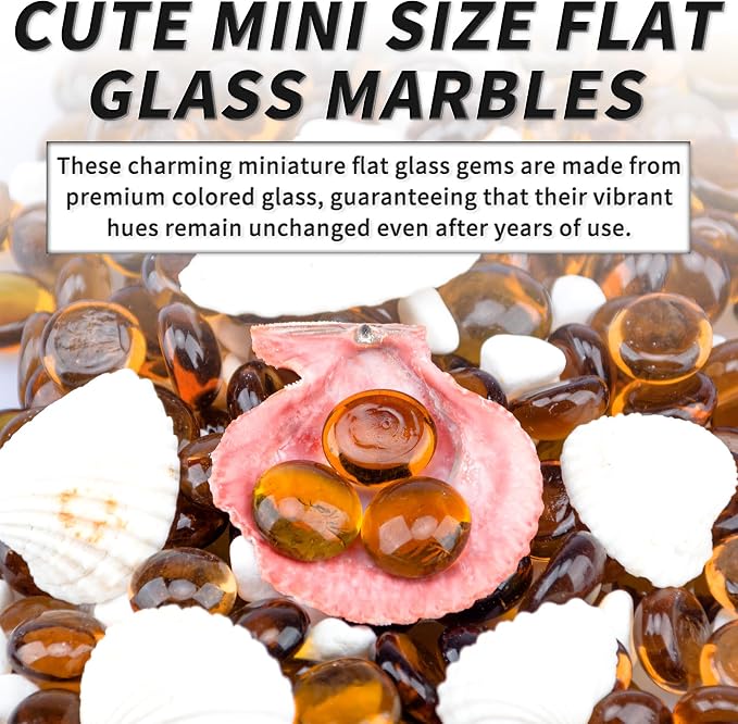 1 LB Amber Flat Glass Beads, 160-180PCS Small Glass Marbles, Mini Flat Round - Image 5