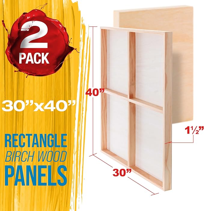 U.S. Art Supply 30" x 40" Unfinished Cradled Wood Panels - Image 2