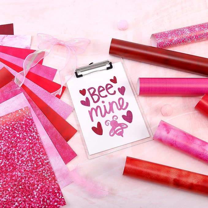 Fuchsia Texture Patterned Permanent Adhesive Vinyl 16pcs 12'' x 10'' | Pink Red - Image 6