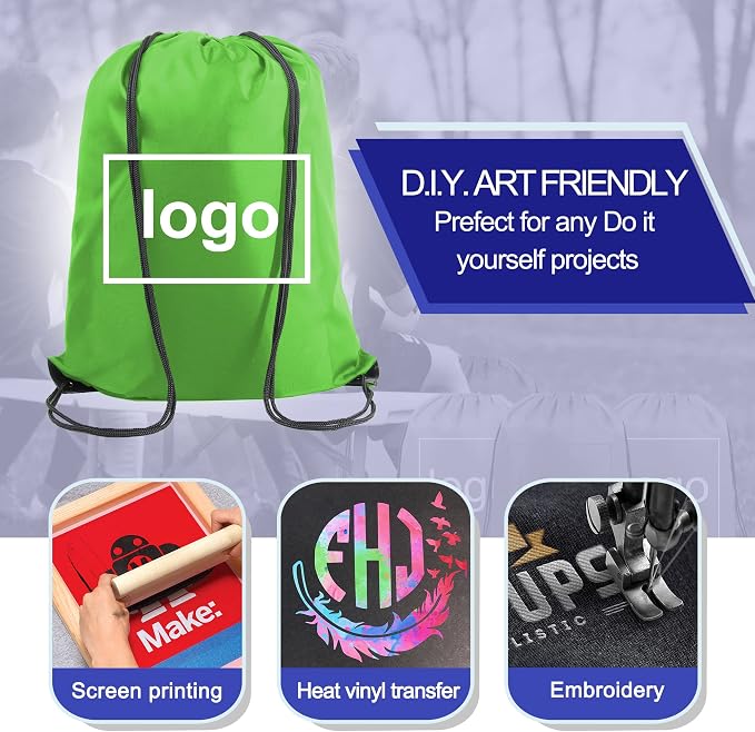 BeeGreen Green Drawstring Backpack Bags Bulk 2 Pack X-Large 22.4" L x 17.5" W - Image 3