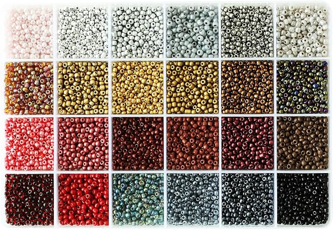 8/0 Glass Seed Beads About 7200pcs 24 Colors 3mm Loose Seed Beads Kit Bracelet by VOOMOLOVE