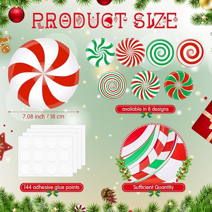 TaoBary 24 Pcs 7.09 Inch Christmas Candyland Peppermint Cutouts Candy Party - Image 5