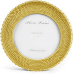 Cuspin 6x6 Round Picture Frame, Vintage Gold 6 inch Circle Frame Rattan by Cuspin