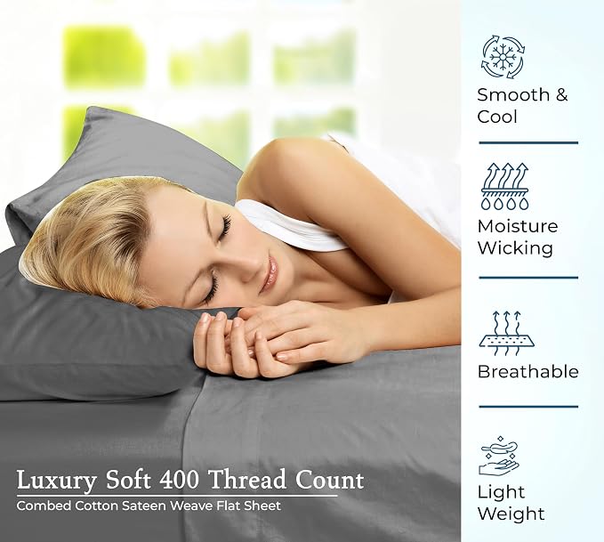Royale Linen 400 Thread Count 100% American Grown Cotton Flat Sheet - Image 5