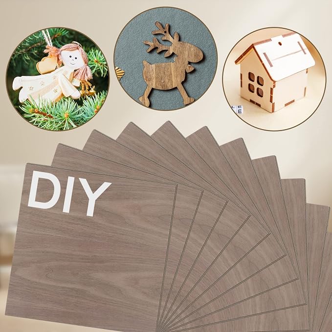 12 Pcs Walnut Unfinished Wood Craft, School DIY Projects, CNC Cutting, and Wood - Image 4