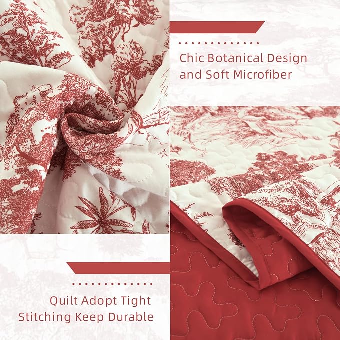 WONGS BEDDING Botanical Quilt Set Queen Size - Image 5