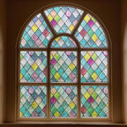 Stained Glass Window Film, Window Privacy Films, Colorful Lattice Window Tint by FEOMOSDIRECT