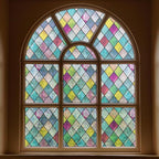 Stained Glass Window Film, Window Privacy Films, Colorful Lattice Window Tint by FEOMOSDIRECT
