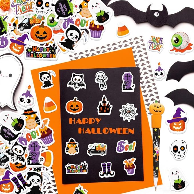 300Pcs Halloween Foam Stickers, Self-Adhesive Ghost Pumpkin Spider Stickers - Image 5
