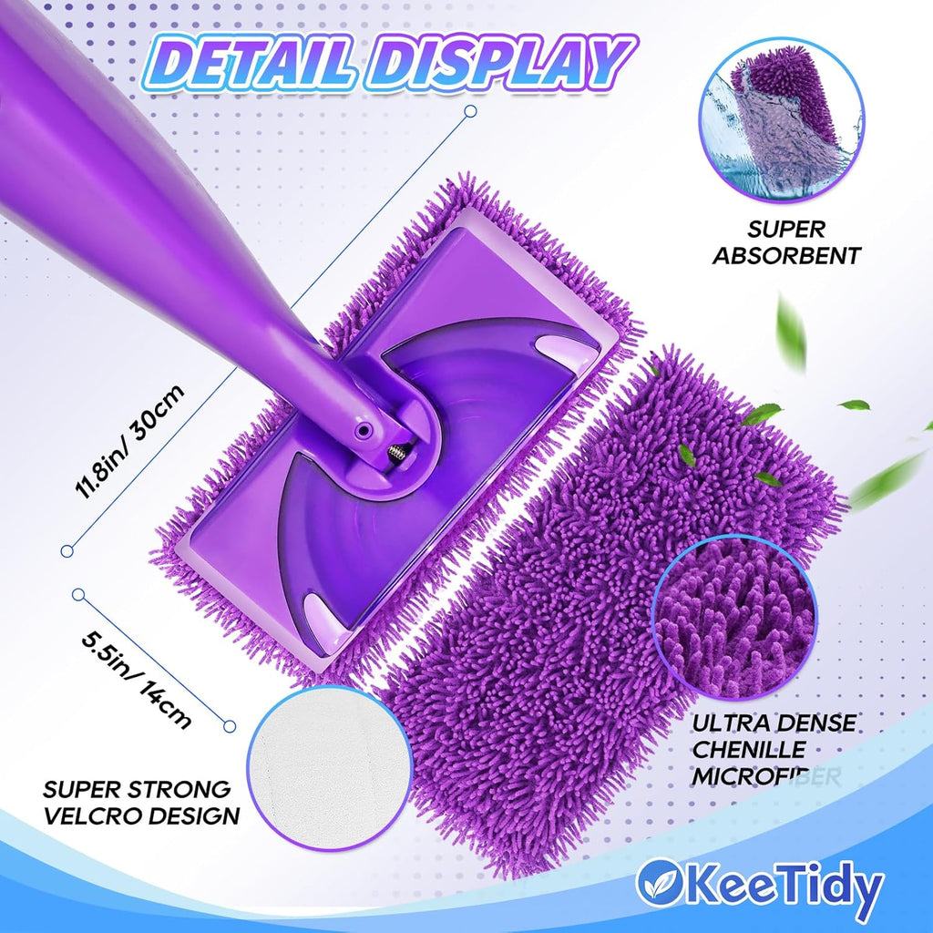 Wet Jet Pads Compatible with Swiffer Wetjet, Reusable Wet Jet Refill for Hardwood and Floor Spray Mop, Upgraded Fiber Mop Pads for Deep Cleaning (3 Pack)