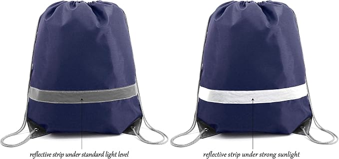 BeeGreen 30 Pieces Navy Blue Drawstring Backpacks Bulk, Reflective Gym String - Image 5