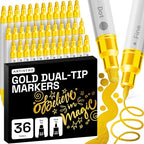 ARTISTRO 36 Gold Dual-Tip Acrylic Paint Markers – Paint Pens Set by ARTISTRO
