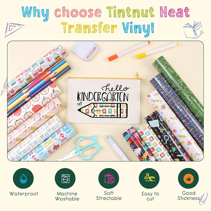 Tintnut School Theme Heat Transfer Vinyl, easy cut & weed, stretch washable - Image 3