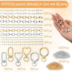 Liliaafar 96 Set Keychain Making Kit Gold Silver Metal Keychain Clips - Image 2