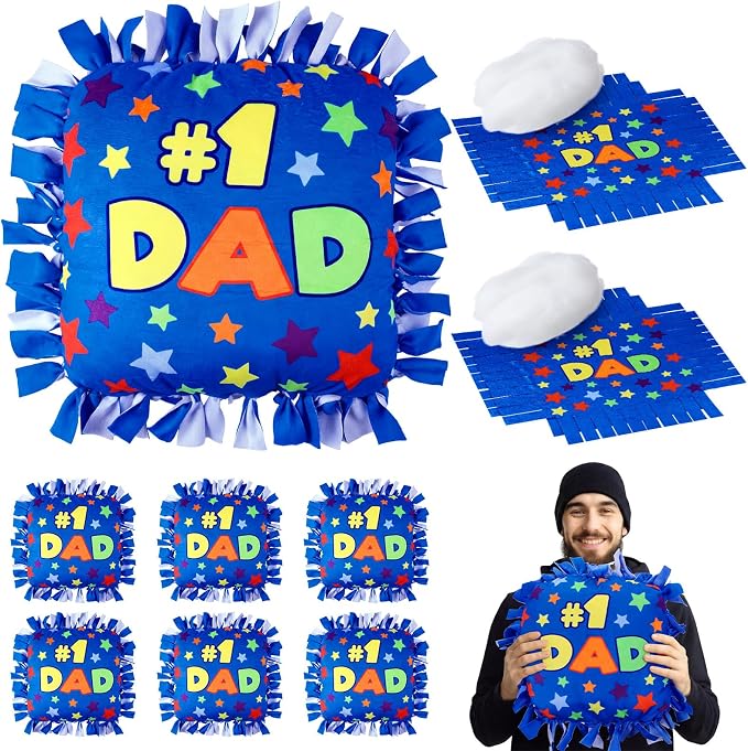 Chunful 6 Sets Christmas Tied Pillow Craft Kit Gifts #1 Dad Pillow Craft DIY by Chunful