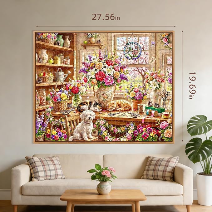 Cozy Floral Retreat Puzzles for Adults 1000 Pieces, Challenging Jigsaw Puzzles - Image 2