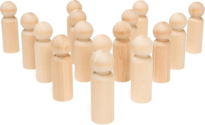 Large Wooden Peg Dolls Unfinished 3.5 inches, Dad Shape, Charming Wood by Woodpeckers