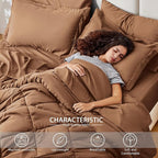 Love's cabin California King Comforter Set Mocha Mousse, 7 Pieces California - Image 3