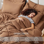 Love's cabin Full Comforter Set Mocha Mousse, 7 Pieces Full Bed in a Bag - Image 3