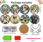 8 Pack Diamond Art Coasters, Dog Animal Diamond Painting Coasters Kits | Dog - Image 2