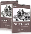 2 Pack Sketch Book 8.5×11 inch, Spiral Sketch Pad 50 Sheets Each, Acid-Free by Prudiut
