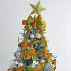 HUIHUANG 2.5 inch Moss Green and Orange Wired Satin Ribbon Double Face Wire - Image 3