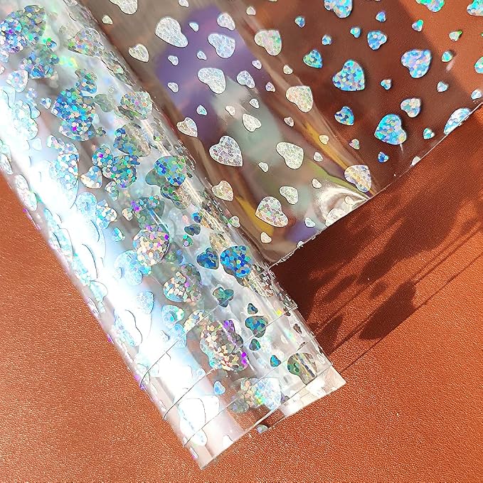 HYANG Transparent Love PVC Super Clear Holographic Vinyl Faux Leather Sheets 1 - Image 3