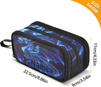 Custom Dragon Blue Black Pencil Case Box Boys Girls Personalized Name Large - Image 7